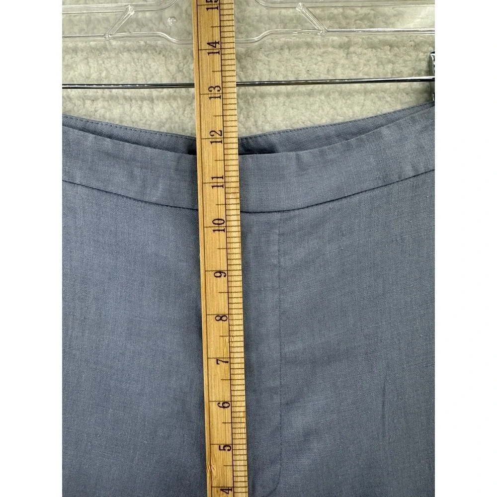 Banana Republic Wide Leg Pants Womens 14 Blue Excellent Linen Blend Stretch